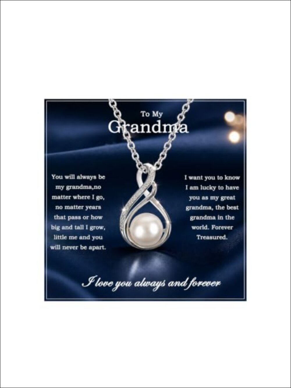 925 Sterling Silver Pearl Pendant Necklace Grandma Nana Gift